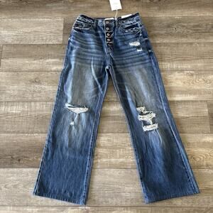 KanCan Blue Distressed Flare Jeans